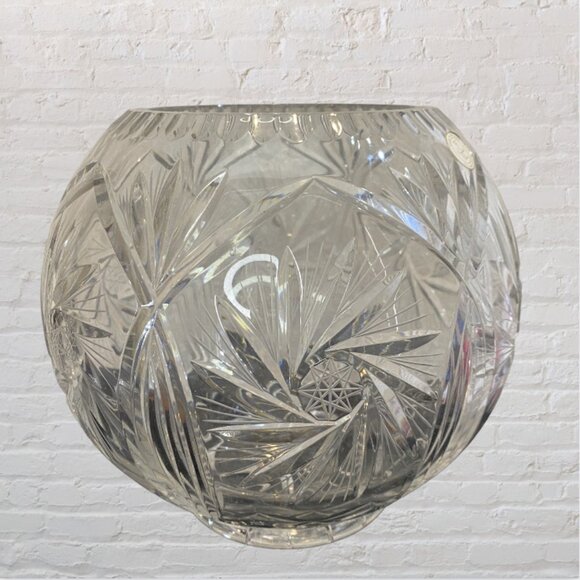 CUT GLASS LEAD CRYSTAL ROSE BOWL – Large Decorative Centerpiece, Clear, Vintage - Picture 3 of 8